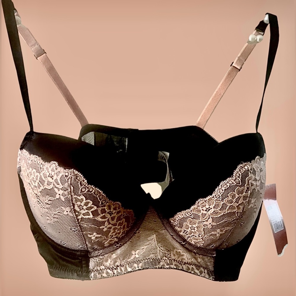 Gilligan & Omalley Bra 38B NWT Black&Lt Pink Molded Cups Wide band Fullcoverage - Picture 4 of 10